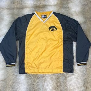 Iowa Hawkeye V-Neck Pull-Over Jacket, Size Large